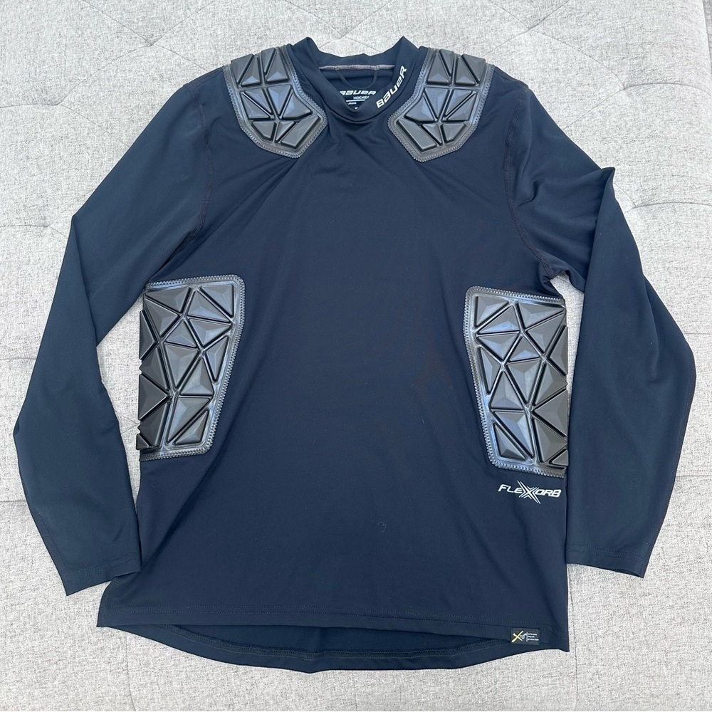 EUC BAUER ELITE PADDED GOALIE LONGSLEEVE TOP YOUTH XL HOCKEY SHIRT FOR GOALIES